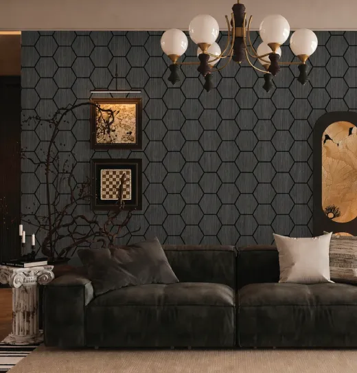 Hexagon-Akustikpaneele Anthrazit Echtholz
